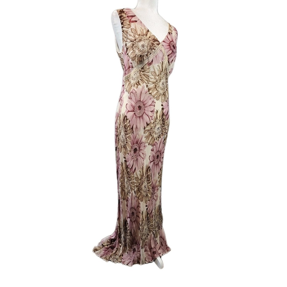 Jonathan Martin Dress Women Sz 10 Ivory Pink Beige Lace Trim Sheer Babydoll Y2K